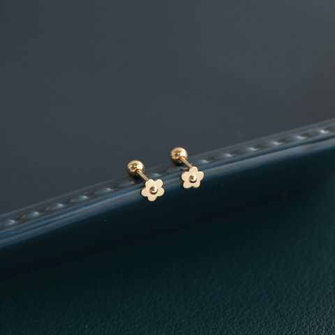 1 Pair Simple Style Flower Plating Sterling Silver Ear Studs