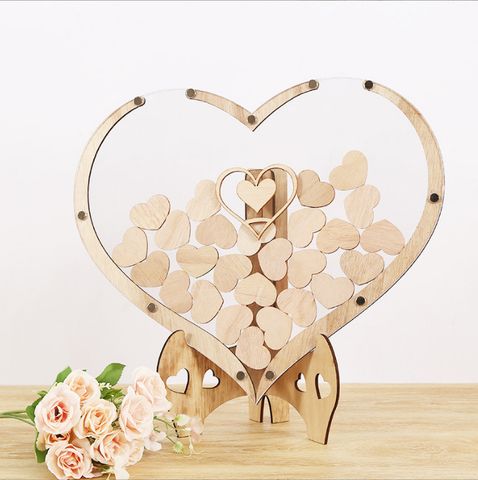 Valentine's Day Simple Style Heart Shape Wood Banquet Party Decorative Props