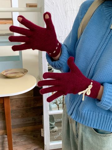 Women's Preppy Style Sweet Solid Color Gloves 1 Pair