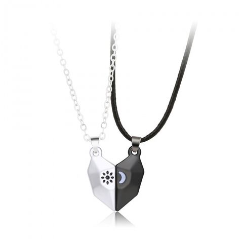 Simple Style Heart Shape Alloy Plating Couple Pendant Necklace
