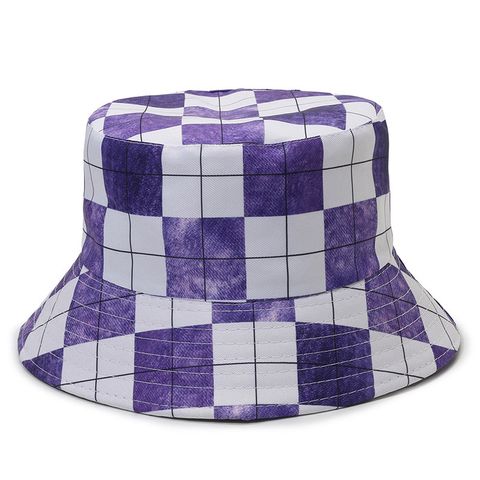 Women's Streetwear Plaid Printing Big Eaves Bucket Hat