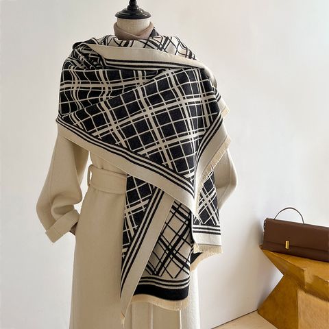 Women's Casual Simple Style Lines Imitation Cashmere Polyester Scarf