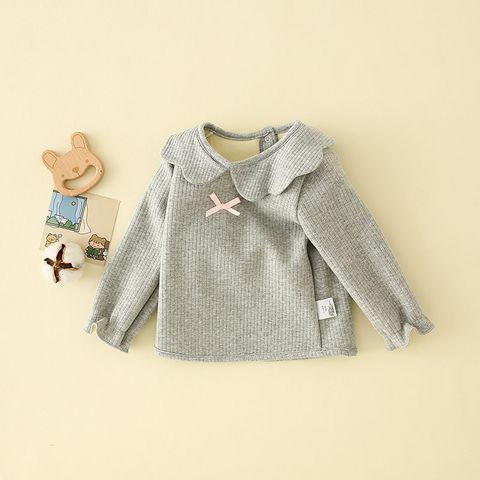 Cute Solid Color Bow Knot Cotton Hoodies & Sweaters