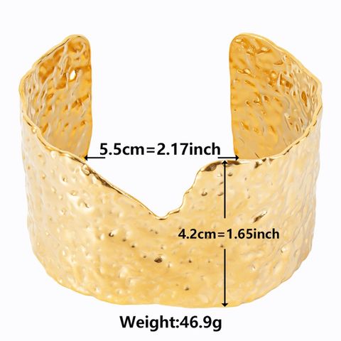 Simple Style Irregular Solid Color Stainless Steel Plating 18k Gold Plated Bangle