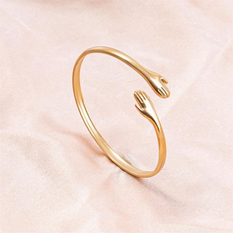 Simple Style Hand Solid Color Stainless Steel Plating Bangle