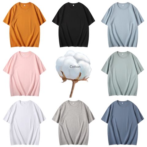 Men's T-shirt Short Sleeve Women's T-Shirts Basic Solid Color