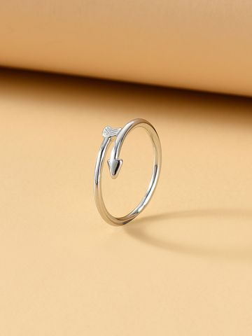 Zinc Alloy Gold Plated Simple Style Commute Arrow Solid Color Open Rings