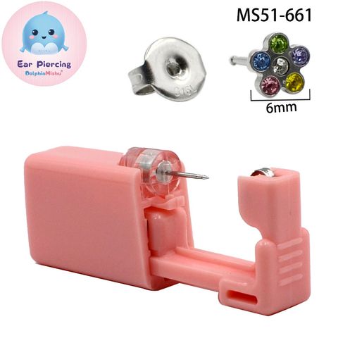 Pink Ear Piercer Disposable Flower Ear Piercing Gun Ear Piercing Low Pain 316l Piercing Tool