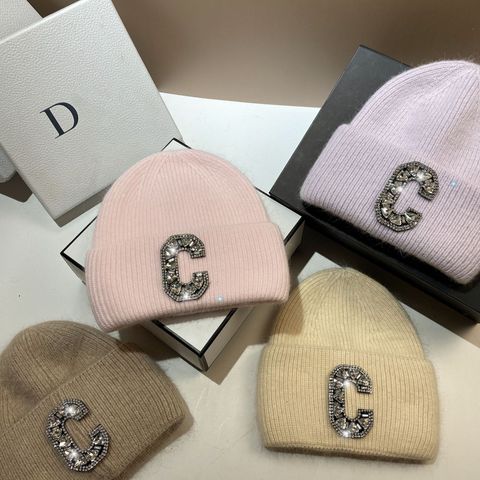 Women's Streetwear Letter Rhinestone Eaveless Wool Cap