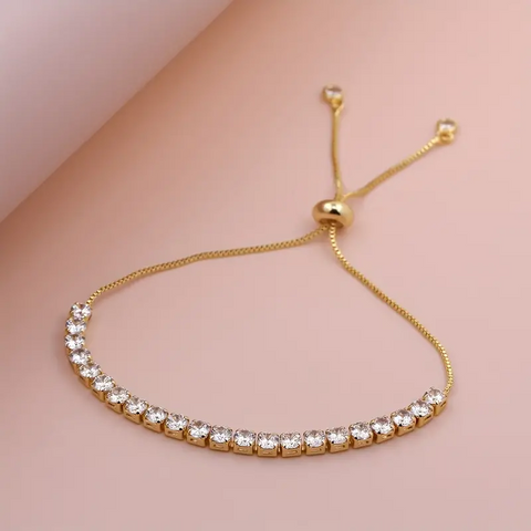 Glam Simple Style Square Copper 18k Gold Plated Zircon Tennis Bracelet In Bulk