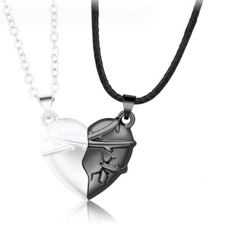 Elegant Simple Style Streetwear Heart Shape Alloy Plating Valentine's Day Couple Pendant Necklace