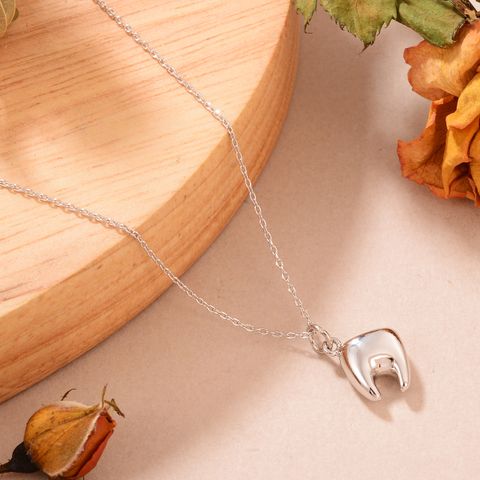 Ig Style Simple Style Irregular Teeth Copper Plating White Gold Plated Pendant Necklace