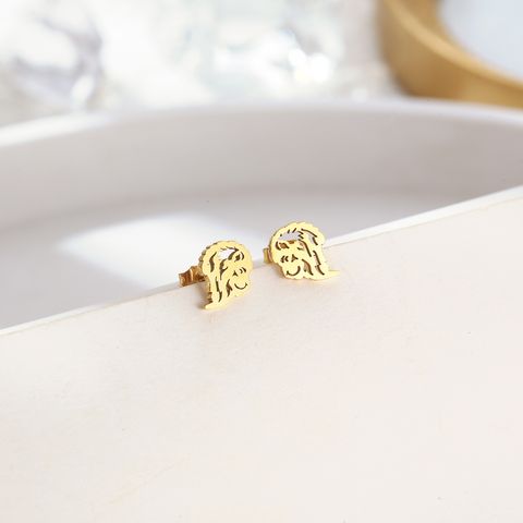 1 Pair Simple Style Lion Polishing Plating 304 Stainless Steel 18K Gold Plated Ear Studs