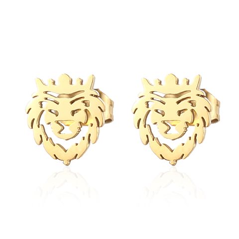 1 Pair Modern Style Simple Style Lion Polishing Plating 304 Stainless Steel 18K Gold Plated Ear Studs