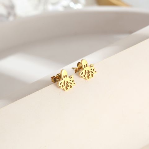 1 Pair Simple Style Octopus Polishing Plating 304 Stainless Steel 18K Gold Plated Ear Studs