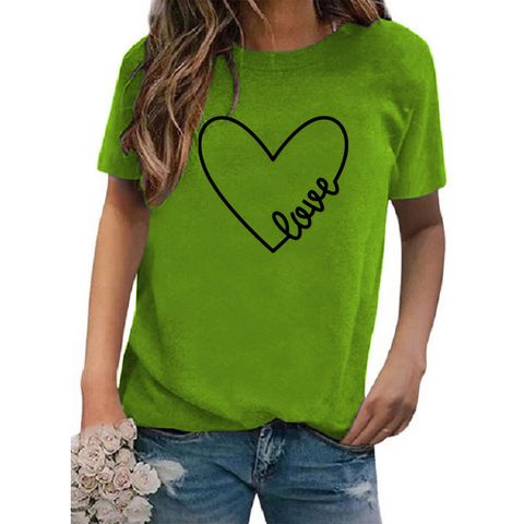 Women's T-shirt Short Sleeve T-shirts Casual Classic Style Letter Heart Shape