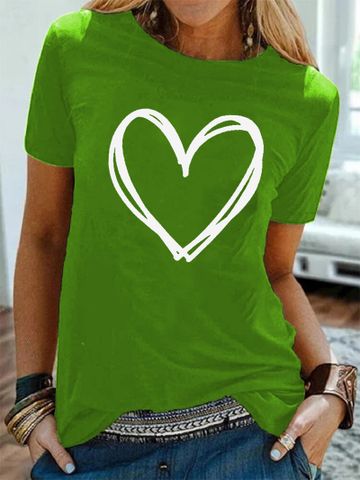 Women's T-shirt Short Sleeve T-shirts Printing Casual Streetwear Heart Shape