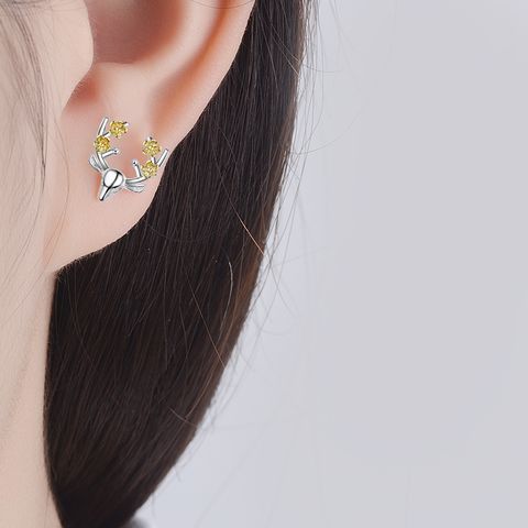 1 Pair Simple Style Classic Style Antlers Plating Copper Gold Plated Ear Studs