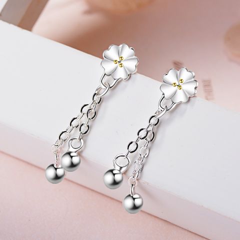 1 Pair Ig Style Sweet Flower Plating Chain Copper Drop Earrings