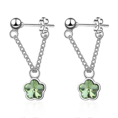1 Pair Simple Style Flower Plating Inlay Copper Artificial Crystal Drop Earrings