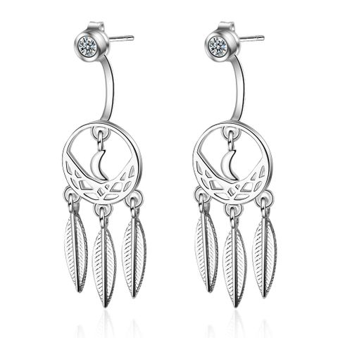 1 Pair Ig Style Simple Style Dreamcatcher Plating Hollow Out Inlay Copper Zircon Silver Plated Drop Earrings