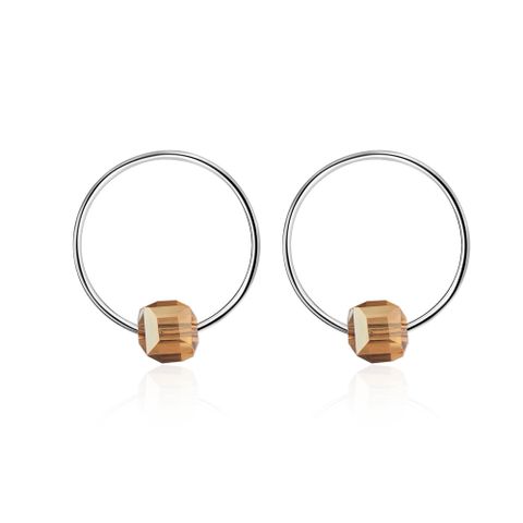 1 Pair Simple Style Circle Plating Artificial Crystal Copper Ear Studs