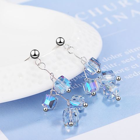 1 Pair Simple Style Classic Style Solid Color Inlay Copper Crystal Drop Earrings