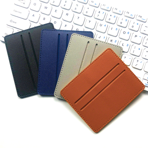 Unisex Solid Color Pu Leather Open Card Holders