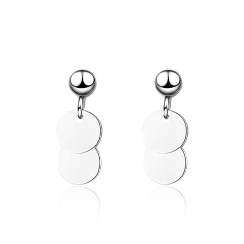 1 Pair Simple Style Round Plating Copper White Gold Plated Drop Earrings