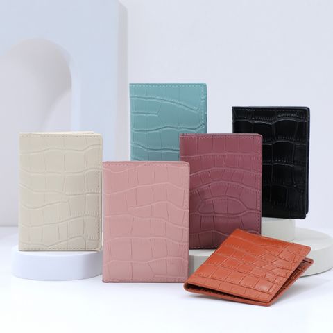 Women's Solid Color Pu Leather Open Card Holders