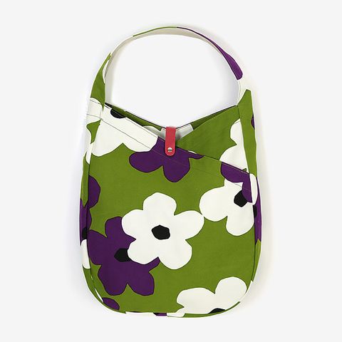 Women's Medium Canvas Flower Cute Square Magnetic Buckle Shoulder Bag