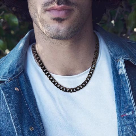Hip-Hop Retro Rock Solid Color 304 Stainless Steel Unisex Necklace