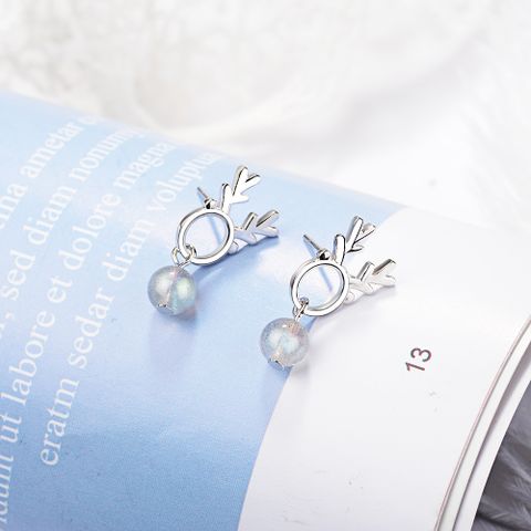 1 Pair Simple Style Elk Plating Inlay Crystal Crystal White Gold Plated Ear Studs
