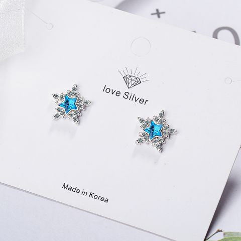 1 Pair Lady Star Plating Inlay Copper Crystal White Gold Plated Ear Studs