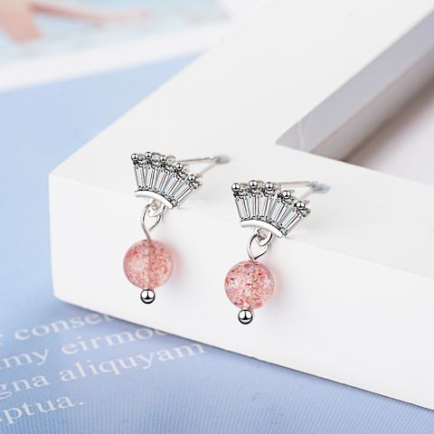 1 Pair Lady Geometric Plating Crystal White Gold Plated Drop Earrings