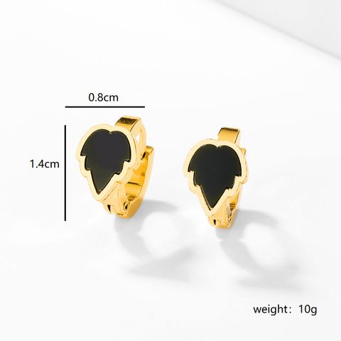 1 Pair Sweet Maple Leaf Heart Shape Butterfly Plating Inlay 201 Stainless Steel Shell 18K Gold Plated Hoop Earrings