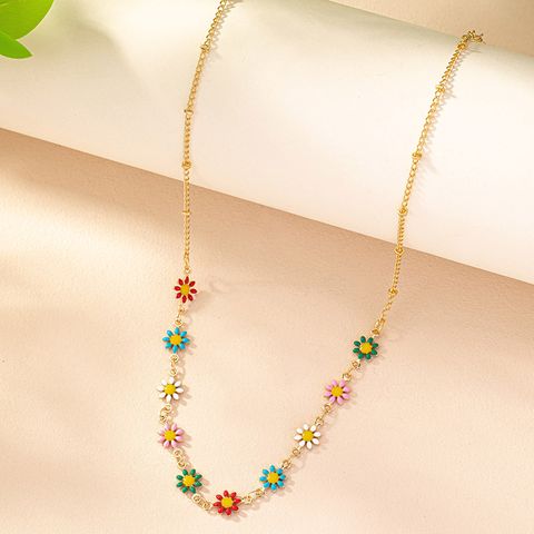 Ig Style Retro Korean Style Daisy Alloy Wholesale Necklace