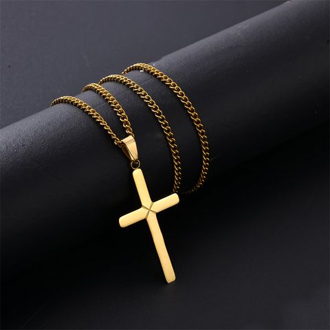 Rock Classic Style Cross Stainless Steel Unisex Pendant Necklace