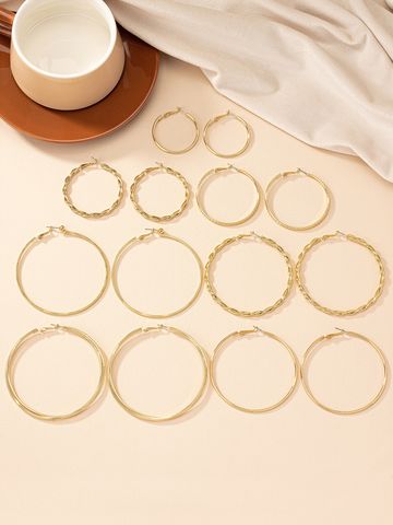 7 Pairs Exaggerated Simple Style Circle Iron Hoop Earrings