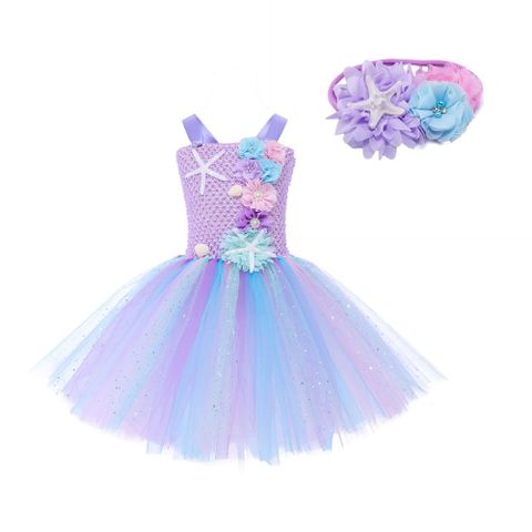 Princess Starfish Flower Polyester Girls Dresses