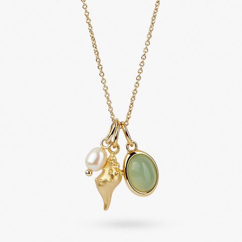 Artificial Stone Copper Elegant Plating Conch Pendant Necklace