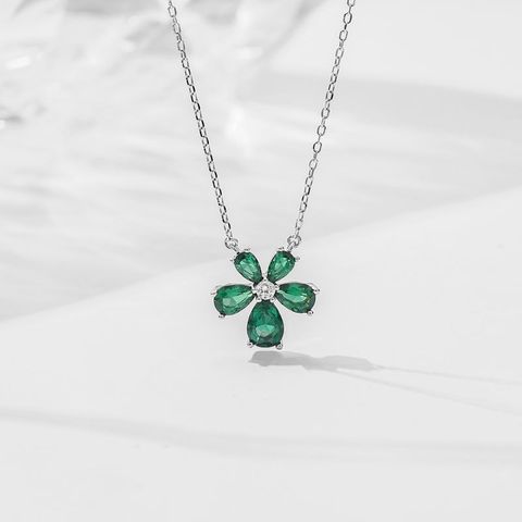 Simple Style Flower Sterling Silver Plating Silver Plated Pendant Necklace