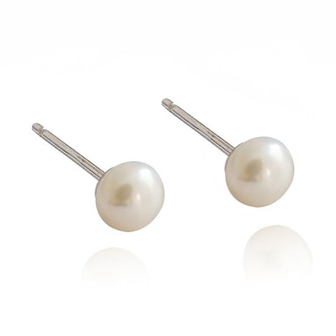1 Pair Elegant Pearl Plating Inlay Sterling Silver Artificial Pearls Silver Plated Ear Studs