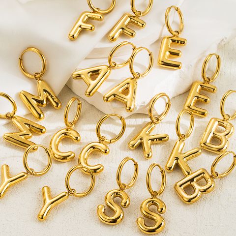 1 Pair Simple Style Letter Plating Stainless Steel 18k Gold Plated Ear Clip