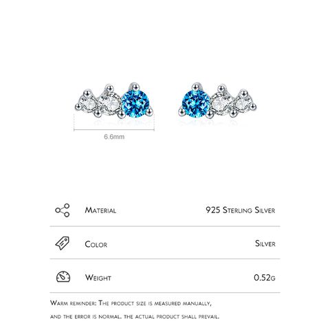 Simple Style Round Sterling Silver Plating Inlay Zircon Rhodium Plated Women's Rings Earrings