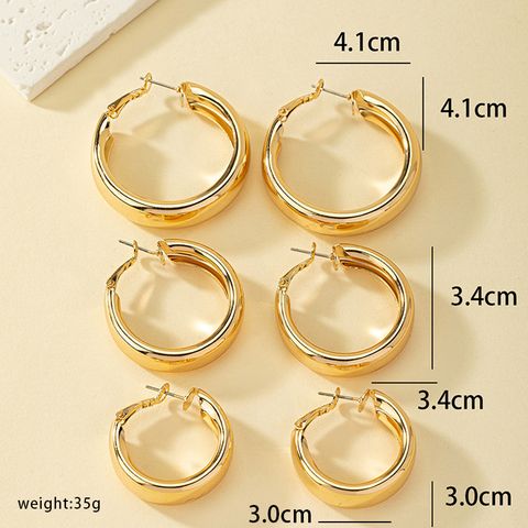1 Set Simple Style Classic Style Commute Round Plating Alloy 14k Gold Plated Hoop Earrings