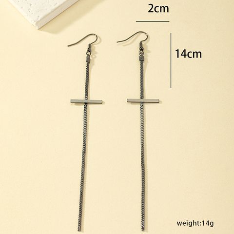 1 Pair Ig Style Simple Style Commute Cross Plating Alloy 14k Gold Plated Silver Plated Drop Earrings