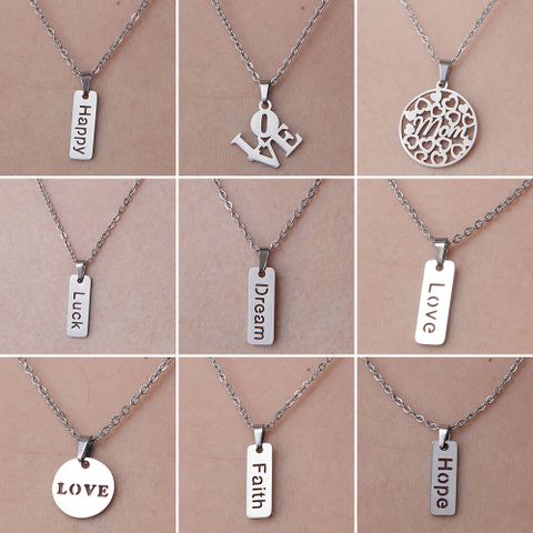 201 Stainless Steel Simple Style Polishing Plating Letter Heart Shape Pendant Necklace