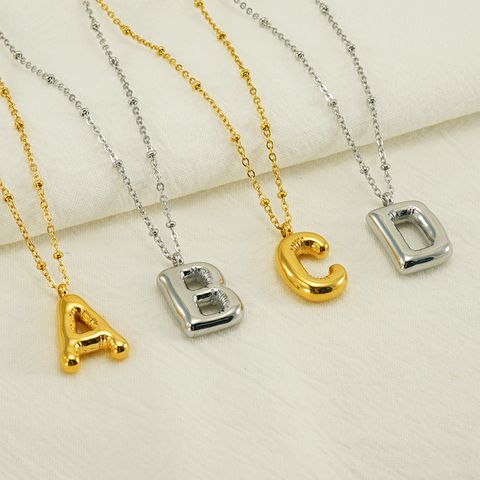 Stainless Steel 18K Gold Plated Simple Style Commute Polishing Plating Letter Titanium Steel Pendant Necklace