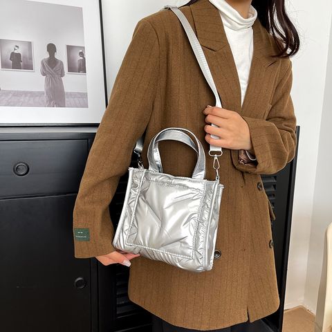 Women's Cotton Solid Color Basic Sewing Thread Square Magnetic Buckle Shoulder Bag Handbag Crossbody Bag